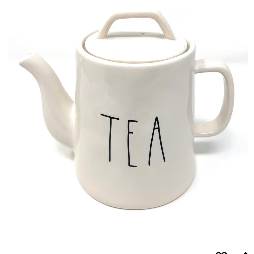 Rae Dunn White Ceramic Teapot with Black Lettering